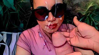 Éjaculation faciale artistique - Une énorme bite blanche explose une mignonne philippine