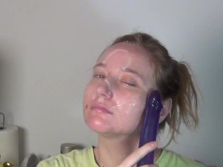 Facial massage with dildo and cream