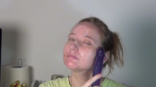 Facial massage with dildo and cream