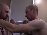 Preview 5 of INCREDIBLE! 2 bald dominants hit each other in the face,spit at each other and kiss- completely paid