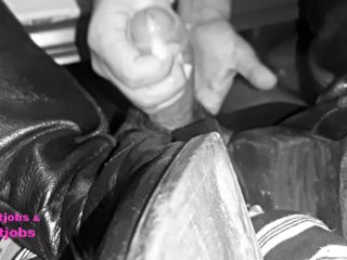 Cum on otk leather boots with amazing handjob by Fetishwife