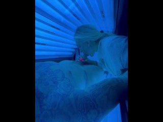 Slutty Tanning Salon Employee Sneaks in and gives me one Amazing Blowjob!