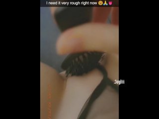 Snapchat Slut Sexting with Hairbrush While Step_Bro Next Door (@real.joyliiiAdd Me)