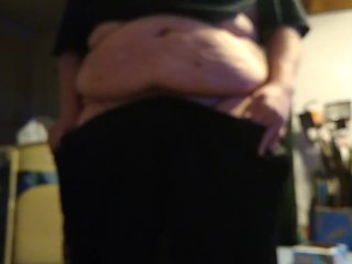 Virgin Chub Strips, jerks off and cums handsfree