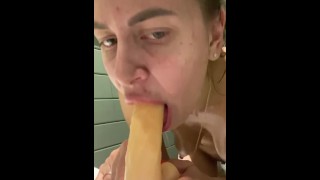 In The Restaurant Toilet She Undressed And Began Fucking Herself With A Dildo