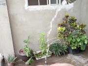 Preview 3 of Handsome sexy man yard bathes for everyone to see