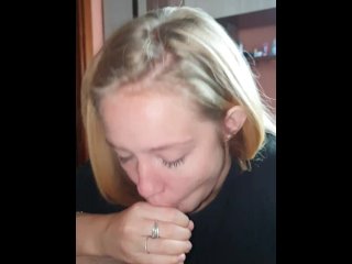 blonde pov blowjob, cum swallow, schoolgirl, blowjob