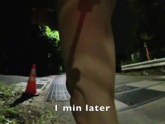 真夜中に高速道路を見下ろせる橋を勃起したペニスを弄りながら全裸で歩いて戻ってきたら白い車に待ち伏せされていて服のある場所へ行けず根比べしてきた　220725 - Screenshot 13 of 16 - Outside