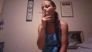 Morning ciggy in blue tank top
