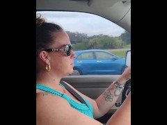 Video Voyeur passenger lifts up my mini dress to see my panties while I drive truck