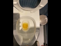 Ran to restroom working in luxury hotel to pee piss shy bladder HUGE relief moaning pleasure messy