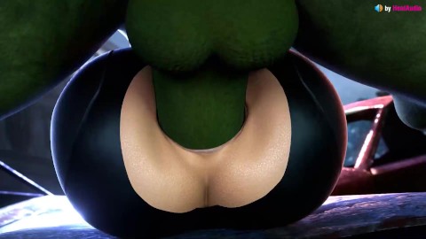 Hulk smashes Natasha Romanov's anal hole roughly (Marvel 3d animation with sound)