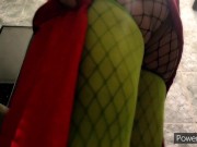 Preview 3 of Femboy Plays with Bubble Butt in Fishnet and Thigh High Socks