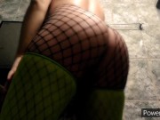 Preview 4 of Femboy Plays with Bubble Butt in Fishnet and Thigh High Socks