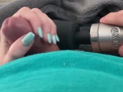 Preview 4 of He can’t resist seeing my light blue fingernails against his cock. Cums on my hand