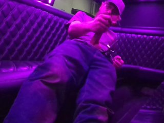 big dick, jerking off, limo, at work