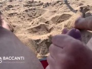 Preview 1 of Wife does a handjob to her husband and he cum on the beach