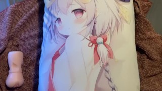 Guy using a sex toy on an anime girl
