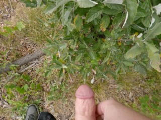 Man with Big Cock Masturbates Outdoors and Cum in Slow Motion often