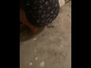 Preview 4 of Slut tries to piss out the BACK DOOR but is too nervous and misses