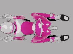Pink power ranger gets fucked by invisible dicks.