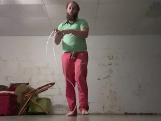 masturbation, jump roping nude, jumping rope nude, solo male