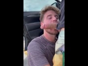 Preview 4 of Hot guy sucking huge dick in public parking lot