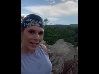 hiking, outdoor pee, big tits, solo female