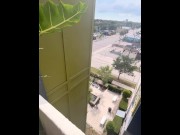 Preview 2 of sucking a 9 inch monster cock on the balcony with facial