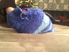 Blue Fuzzy Socks Frieda Ann Foot Fetish