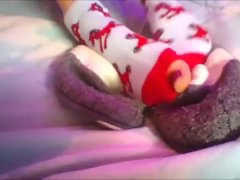 Holey Socks, Slippers, Red Toes Frieda Ann Foot Fetish