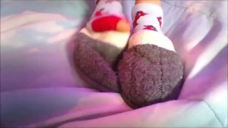 Holey Socks, Slippers, Red Toes Frieda Ann Foot Fetish