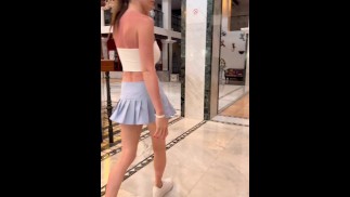 Micro Miniskirt walking street public exhib ass