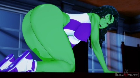 Mi Abogada Favorita de Marvel (She Hulk) Prueba una Enorme Polla Llena de Semen - Hentai HA