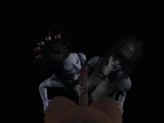 Nakime & Daki fucked by_a veryrich black cock Threesome