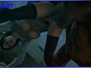 Preview 5 of Jill Valentine is fucked hard in the dog pose in the ass by a monster with a big dick