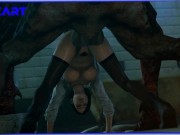 Preview 6 of Jill Valentine is fucked hard in the dog pose in the ass by a monster with a big dick