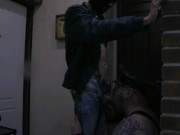 Preview 2 of Skinhead right from the doorway began to fuck my throat hard with his monster dick 22 by 6.5 cm