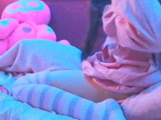 Kawaii Asian GirlTouching Her Pussy_and Humping Pillow When_Parents Are Home Loud Moaning
