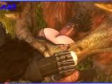Yennefer gets fucked in the woods by a huge monster cock from a cave