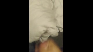 rough wank ends with hard cock stuffed in blanket