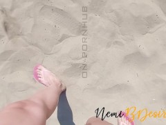 Video Wife at the beach with the lifeguard's cock tastier than her cuckold husband under beach umbrella