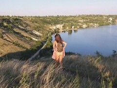 Up Dress NO PANTIES # Flashing on Public Hiking Trail