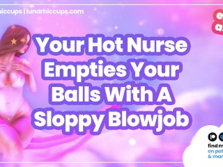 ASMR Roleplay, Sua Enfermeira Gostosa Ajuda Você a Esvaziar Suas Bolas com Um áudio De Boquete Desleixado Apenas