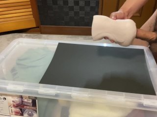 オナホール使って焦らしたら爆発大量射精