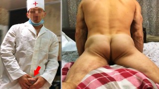 MÉDICO ruso se folla a un hombre Gay virtual en cuarentena en casa. Casero porno Amateur
