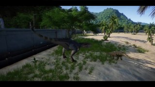 Dinossauros lutando contra I-Rex, T-Rex, I-Raptor, Escorpião - Evolução Mundial Jurássica