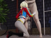 Preview 3 of Harley quinn is fucked in public against the wall and sucks the cock making eye contact very tasty