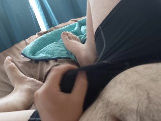 Jerking in my boxers and cumming on my belly