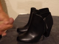 Cumming on my wife's cute high heel booties